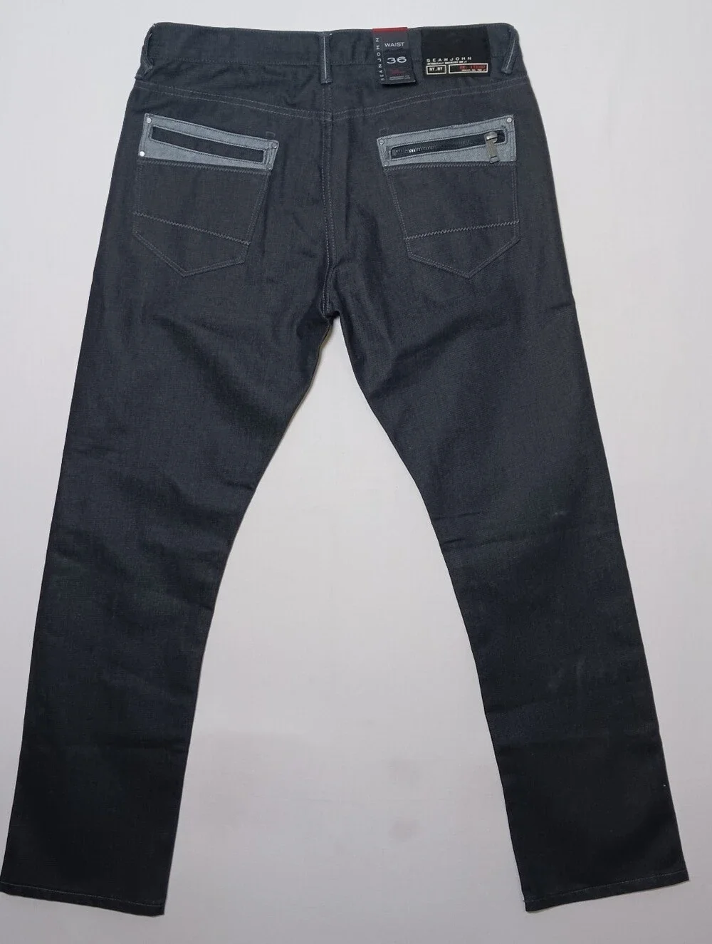 Sean John Marcus Mens Straight Tapered Leg Jeans 36X34 Black Stretch Denim NWT